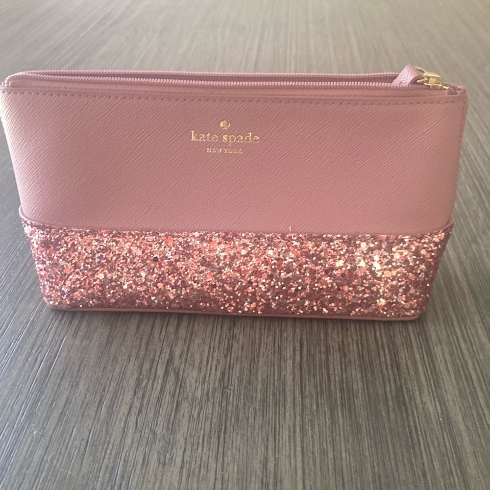 Kate Spade Pink Glitter Cosmetic Bag